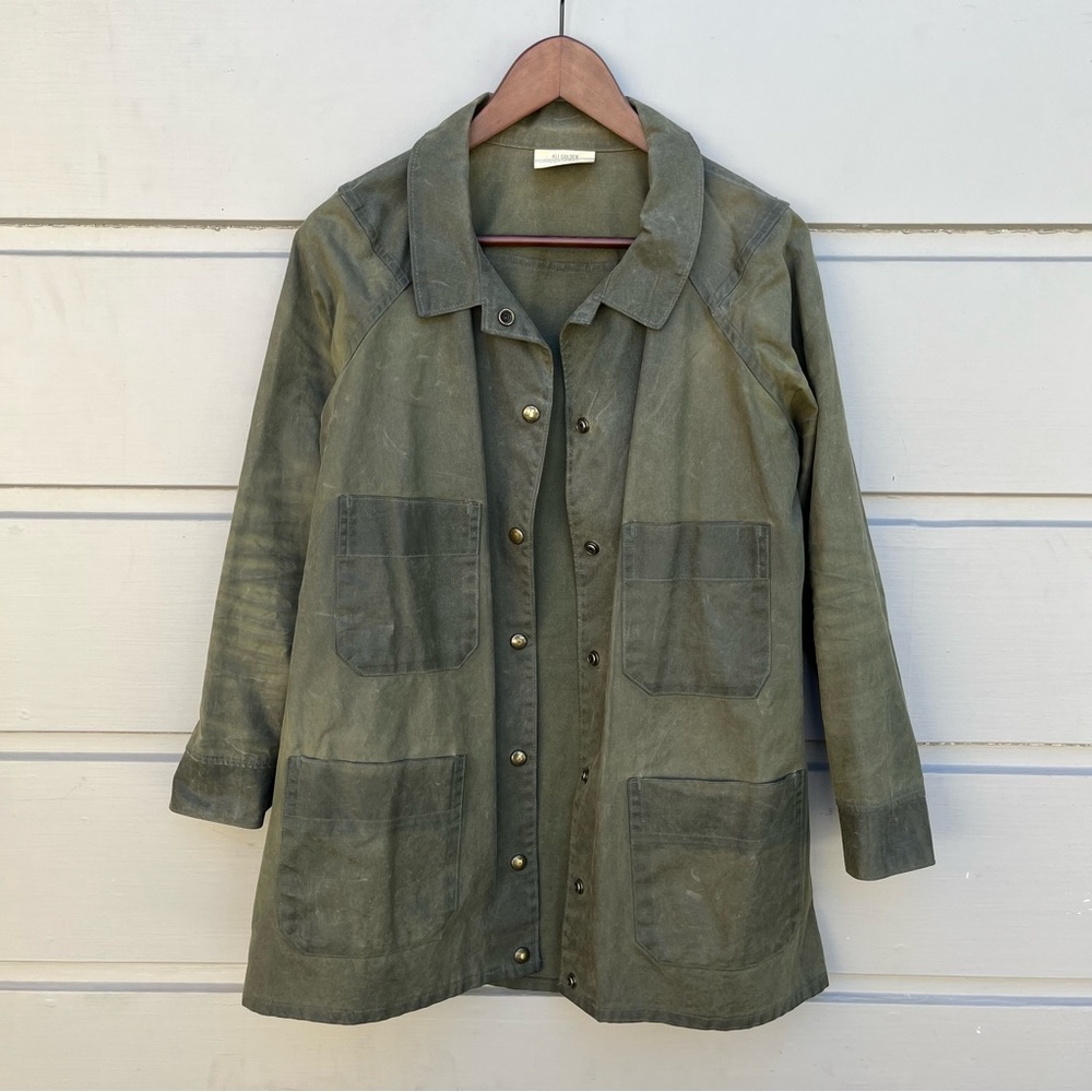 SOLD! Green Utility Jacket with Classic Collar and Relaxed Fit